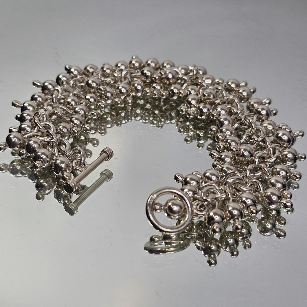 SILPADA Cha Cha 925 Sterling Silver Ball Bead Toggle Clasp Bracelet 71g Rare 8"
